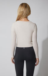 3 PK Ribbed Seamless Crew Neck, Scoop Neck and Square Neck Long Sleeve Top - Our Earthy Story - 90 Degree by Reflex