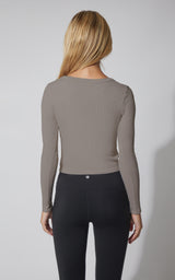 3 PK Ribbed Seamless Crew Neck, Scoop Neck and Square Neck Long Sleeve Top - Our Earthy Story - 90 Degree by Reflex