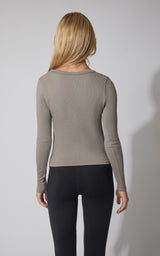 3 PK Ribbed Seamless Crew Neck, Scoop Neck and Square Neck Long Sleeve Top - Our Earthy Story - 90 Degree by Reflex
