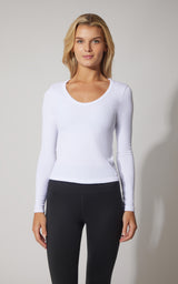 3 PK Ribbed Seamless Crew Neck, Scoop Neck and Square Neck Long Sleeve Top - Our Earthy Story - 90 Degree by Reflex