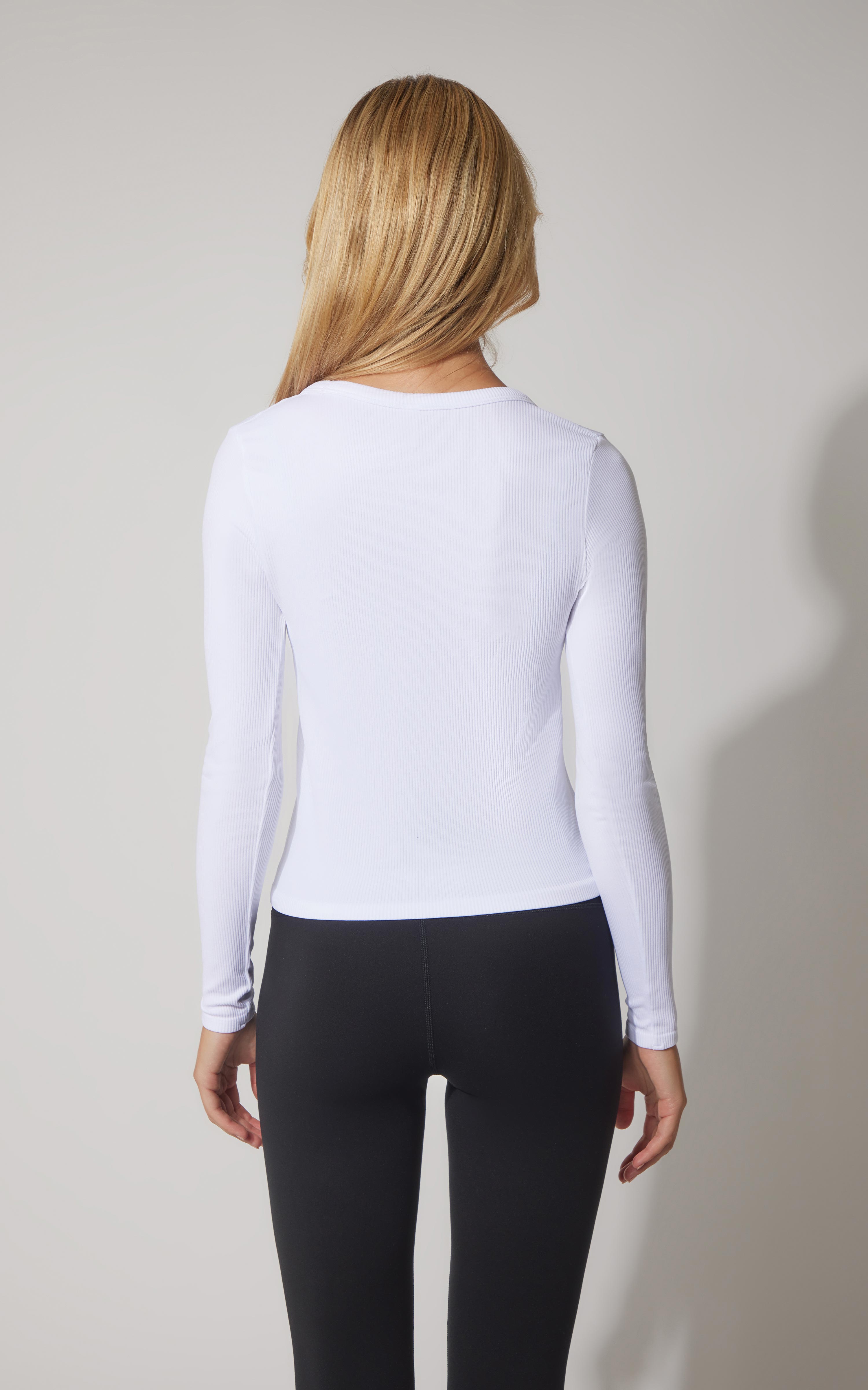 3 PK Ribbed Seamless Crew Neck, Scoop Neck and Sqaure Neck Long Sleeve Top