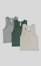 3 PK Ribbed Racerback Tank