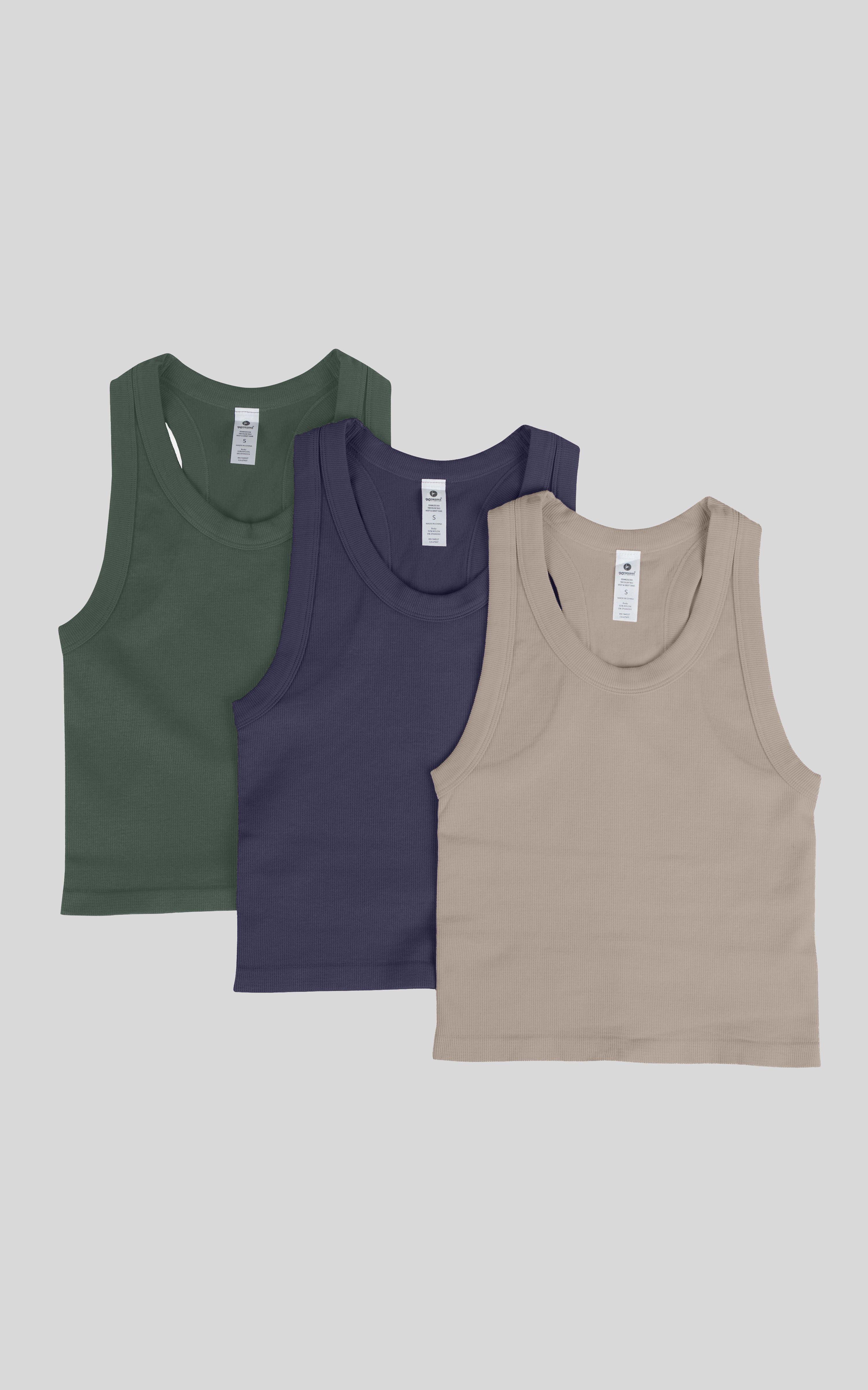 3 PK Ribbed Racerback Tank