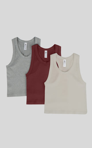 3 PK Ribbed Racerback Tank