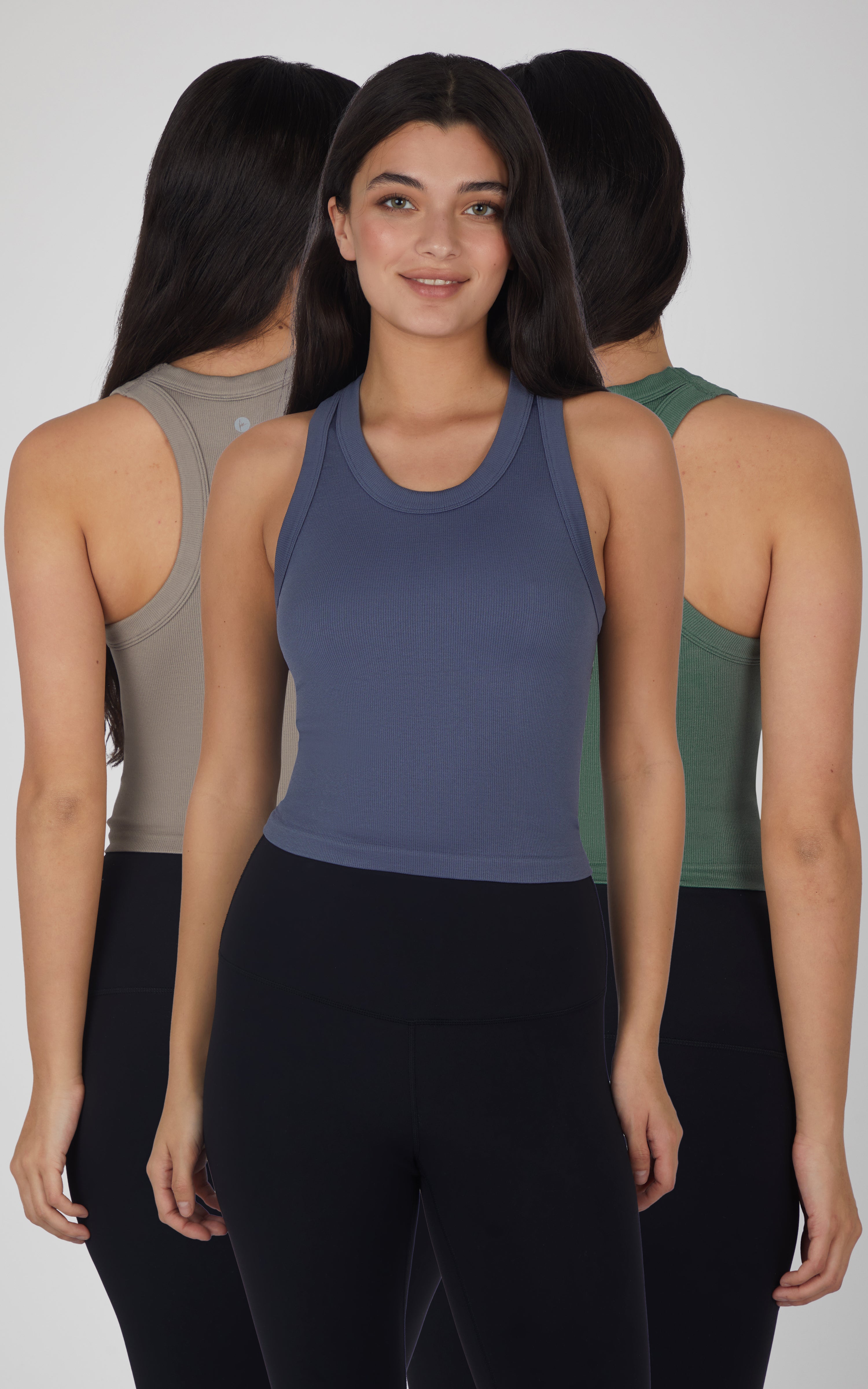 3 Pack Seamless Ribbed Tricolor Trio Meet and Greet Tank - SLW
