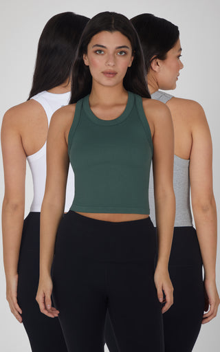 3 PK Ribbed Racerback Tank