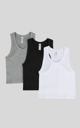 3 PK Ribbed Racerback Tank