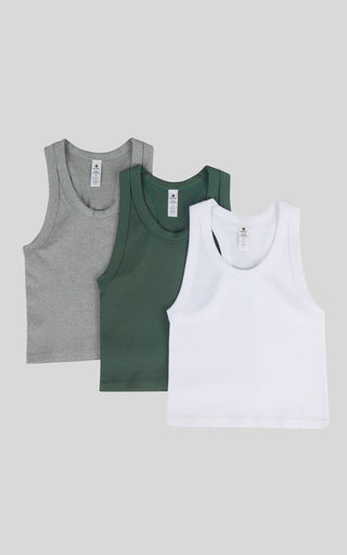 3 PK Ribbed Racerback Tank