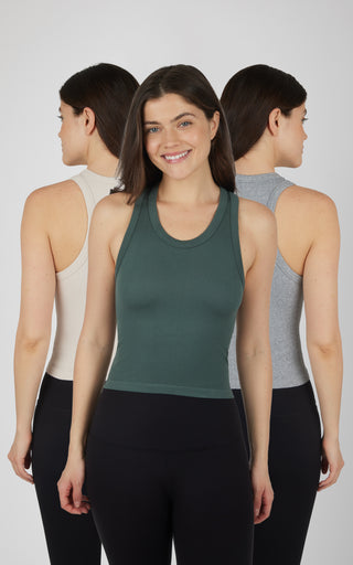3 PK Ribbed Racerback Tank
