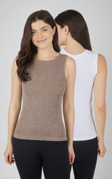 2 PK Stonewash Ribbed Seamless Tank - 90 Degree by Reflex