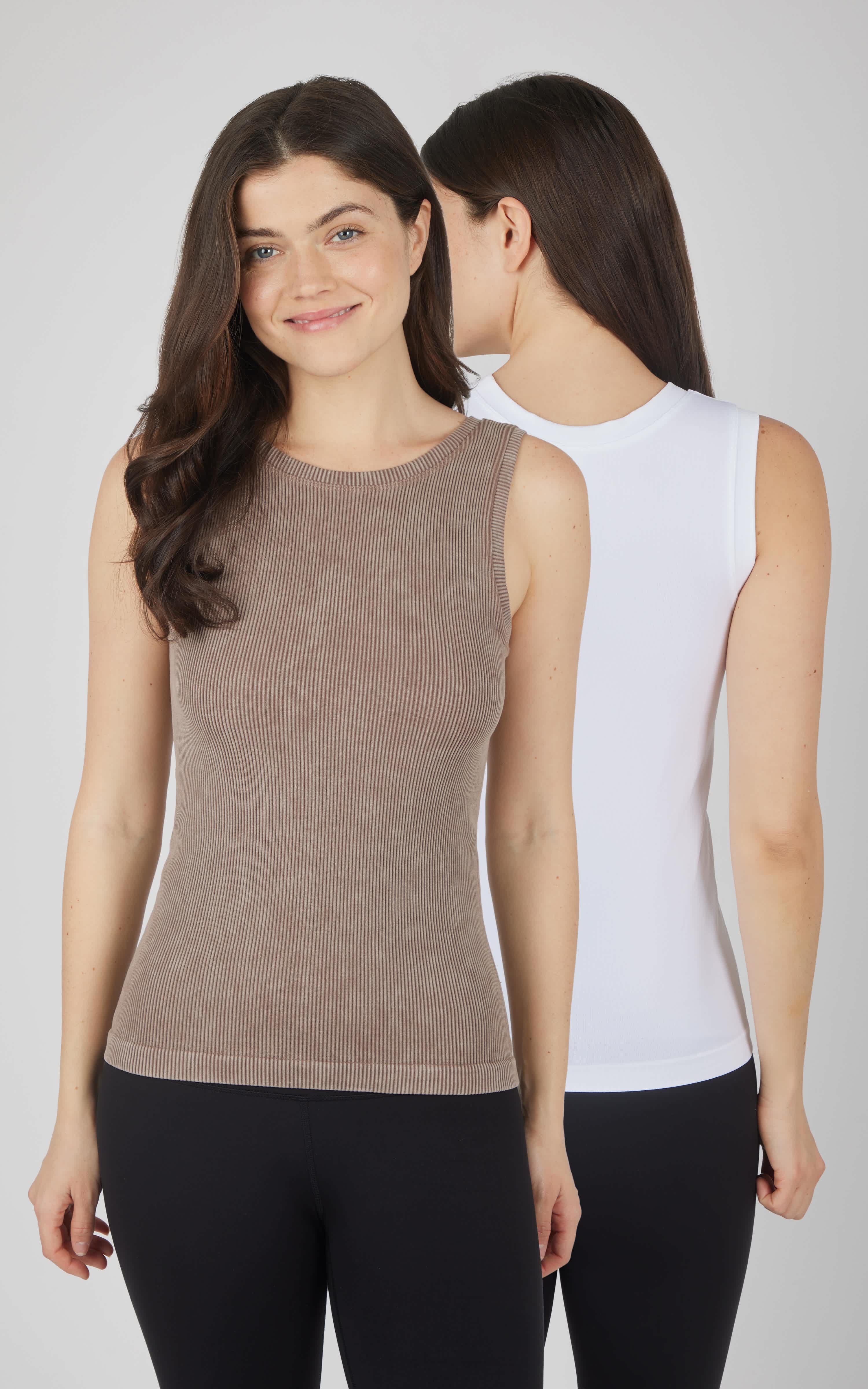 2 PK Stonewash Ribbed Seamless Tank - 90 Degree by Reflex