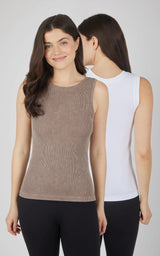 2 PK Stonewash Ribbed Seamless Tank - 90 Degree by Reflex