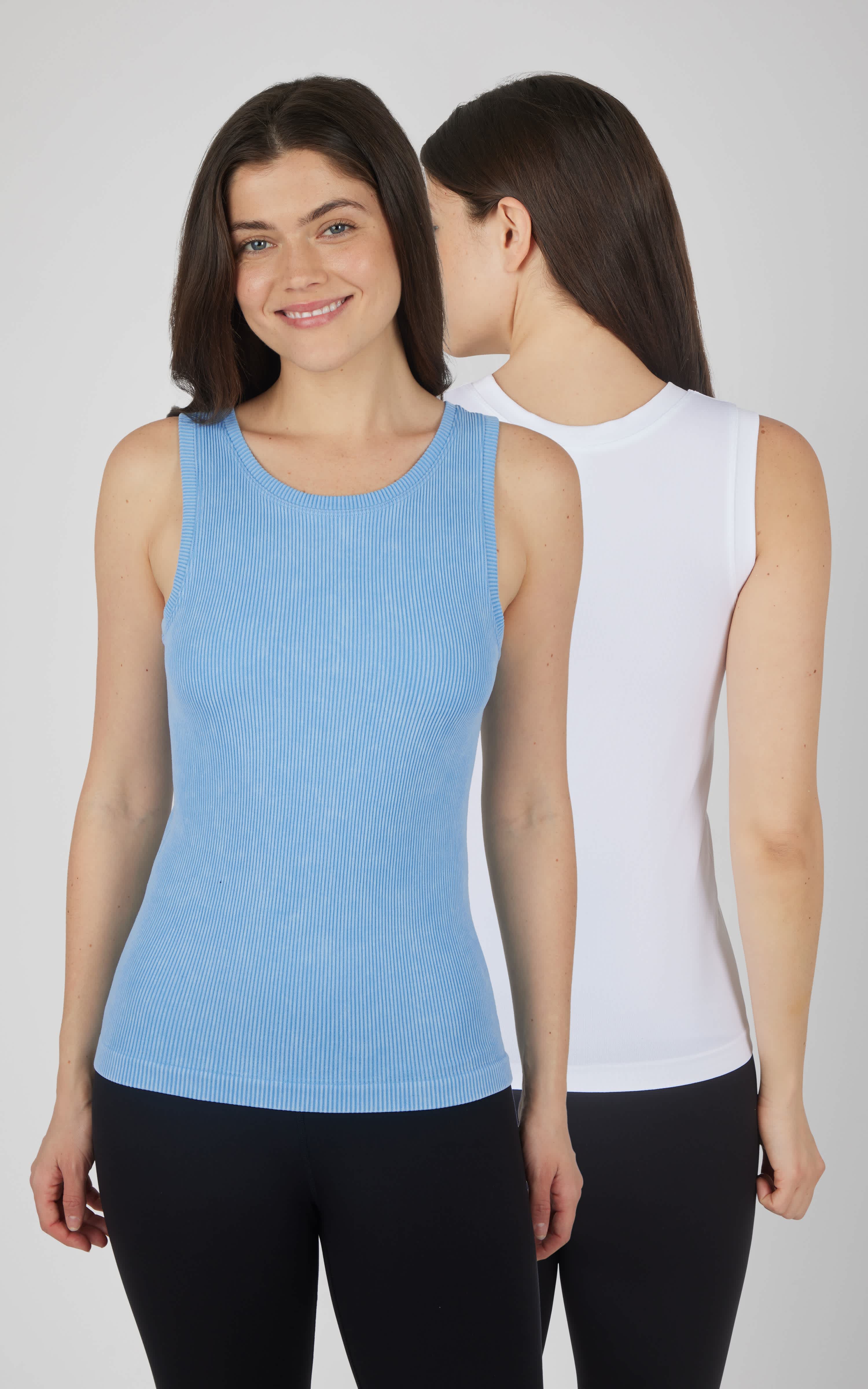 2 PK Stonewash Ribbed Seamless Tank - 90 Degree by Reflex