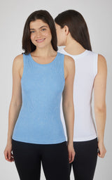 2 PK Stonewash Ribbed Seamless Tank - 90 Degree by Reflex