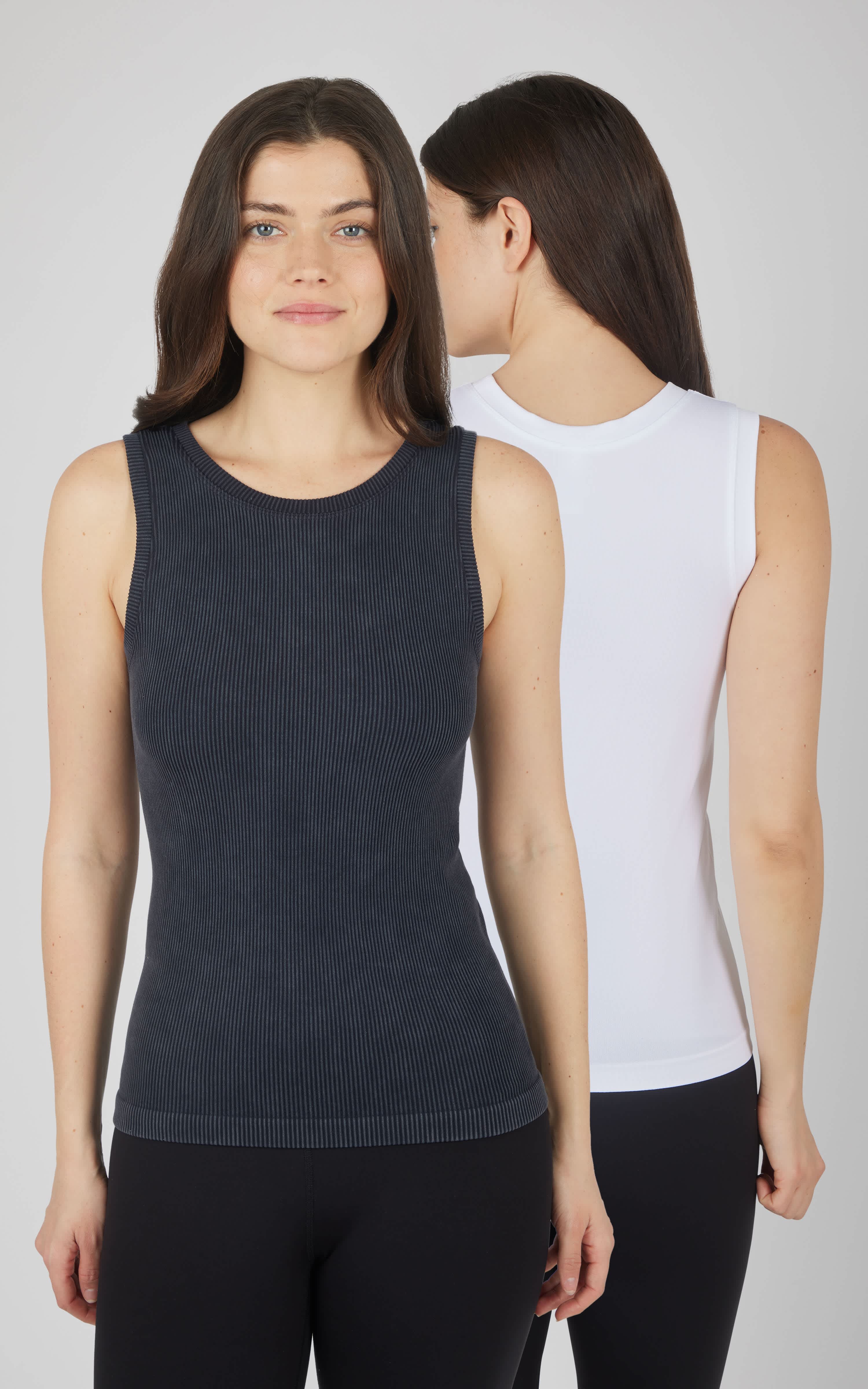 2 PK Stonewash Ribbed Seamless Tank - 90 Degree by Reflex