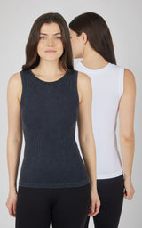 2 PK Stonewash Ribbed Seamless Tank - 90 Degree by Reflex