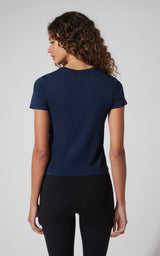 Seamless Crew Neck Patterned Short Sleeve Top - Our Ocean Core Story - 90 Degree by Reflex