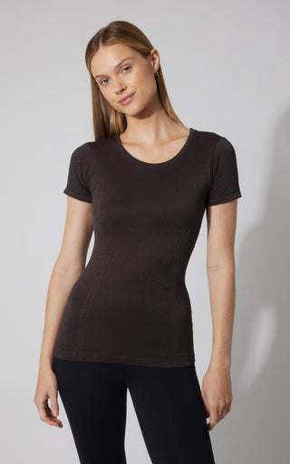 Lurex Seamless Short Sleeve Active Shirt
