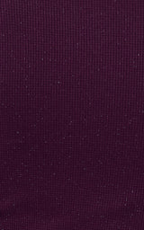 Close-up of deep plum seamless short sleeve active shirt with subtle lurex shimmer texture.