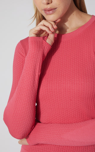 Seamless Textured Crew Neck Long Sleeve Top