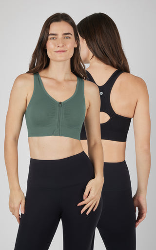2 PK Full Zip Seamless Bra
