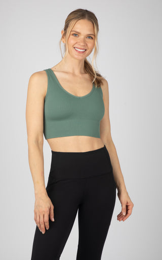 2 Pack Ribbed Seamless Bianca Strappy Back V-Neck Cropped Tank