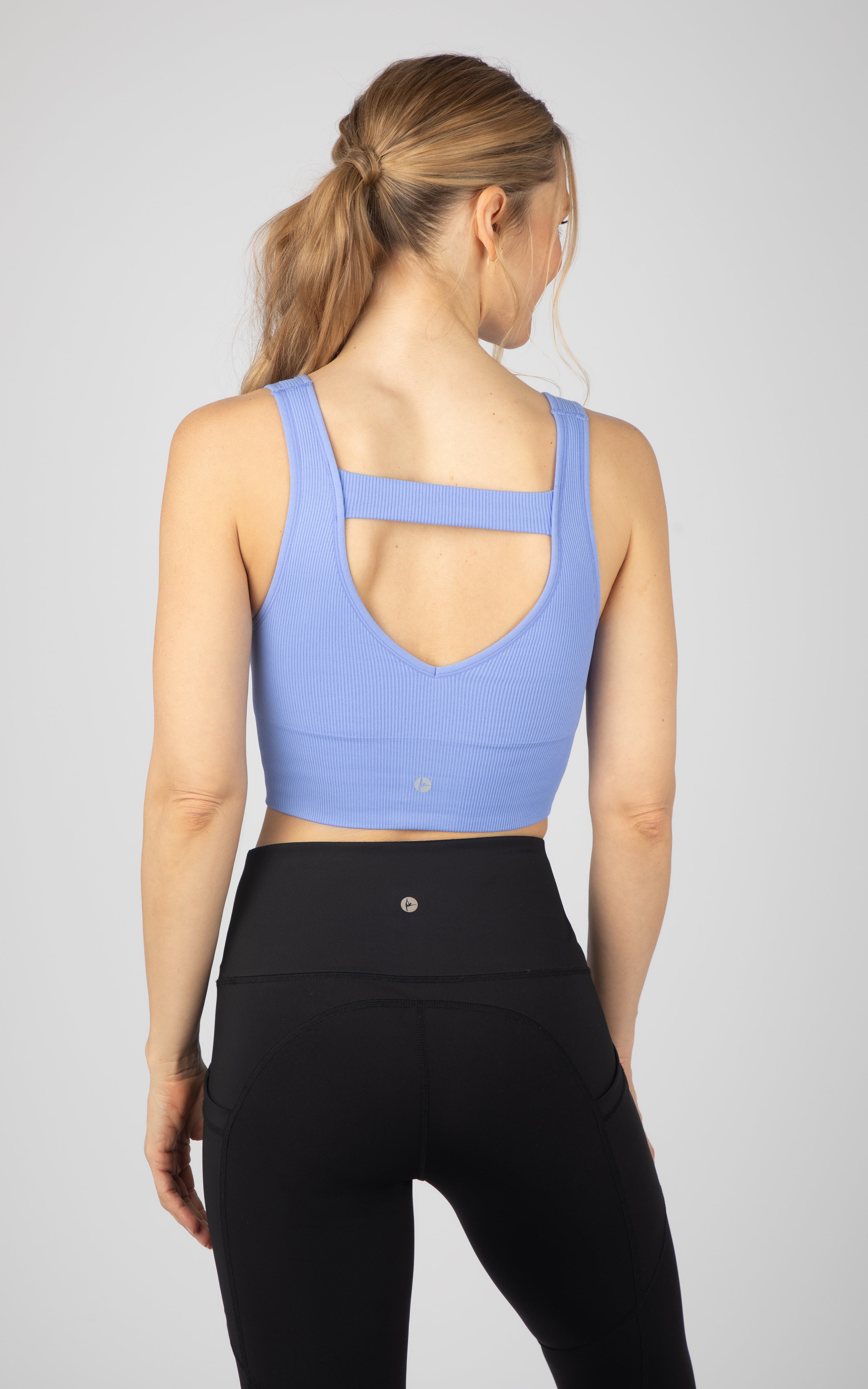 2 Pack Ribbed Seamless Bianca Strappy Back V-Neck Cropped Tank