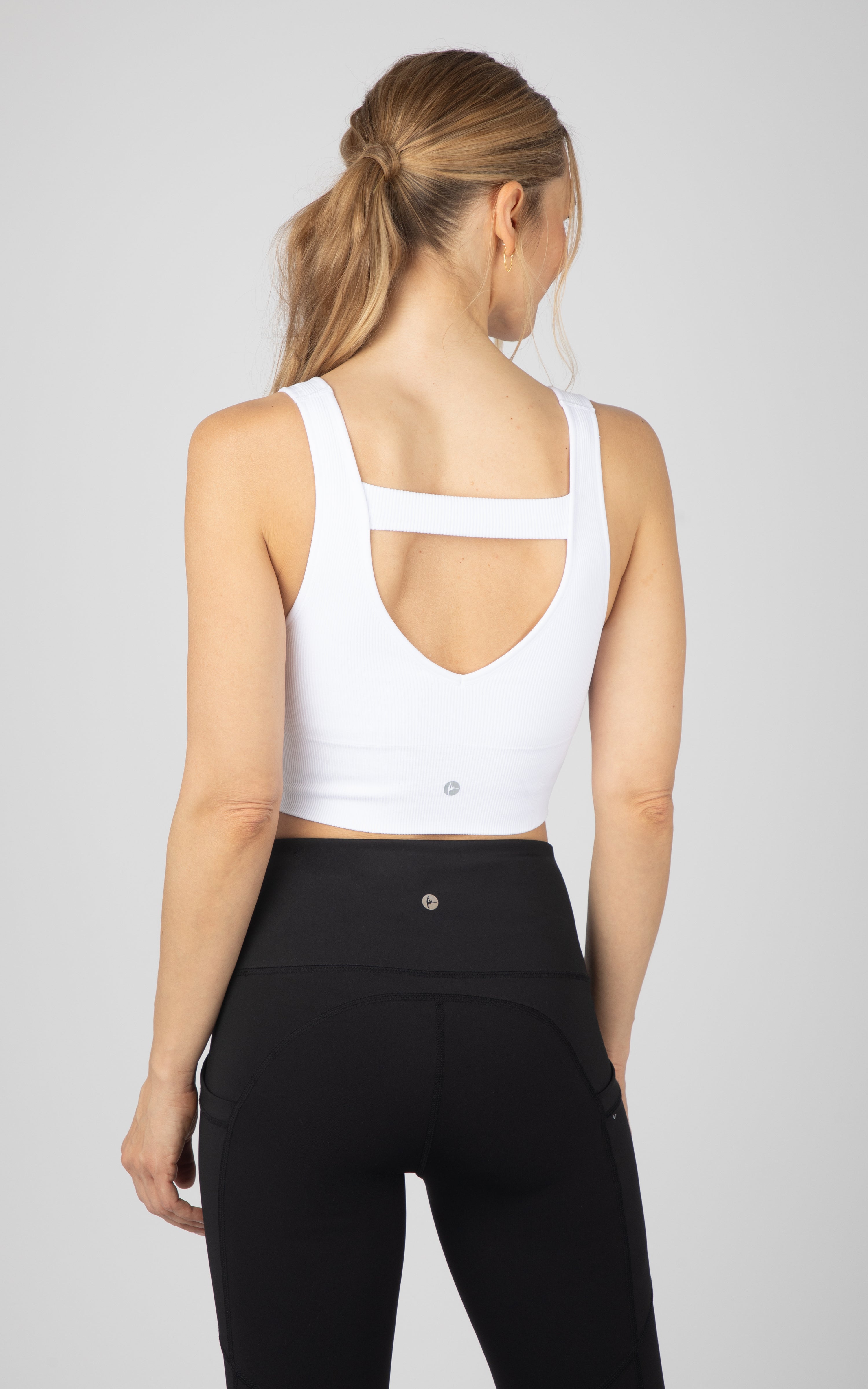 2 Pack Ribbed Seamless Bianca Strappy Back V-Neck Cropped Tank