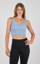 Stone Wash Seamless Rib Alamo Bra Tank 2 PK - 90 Degree by Reflex