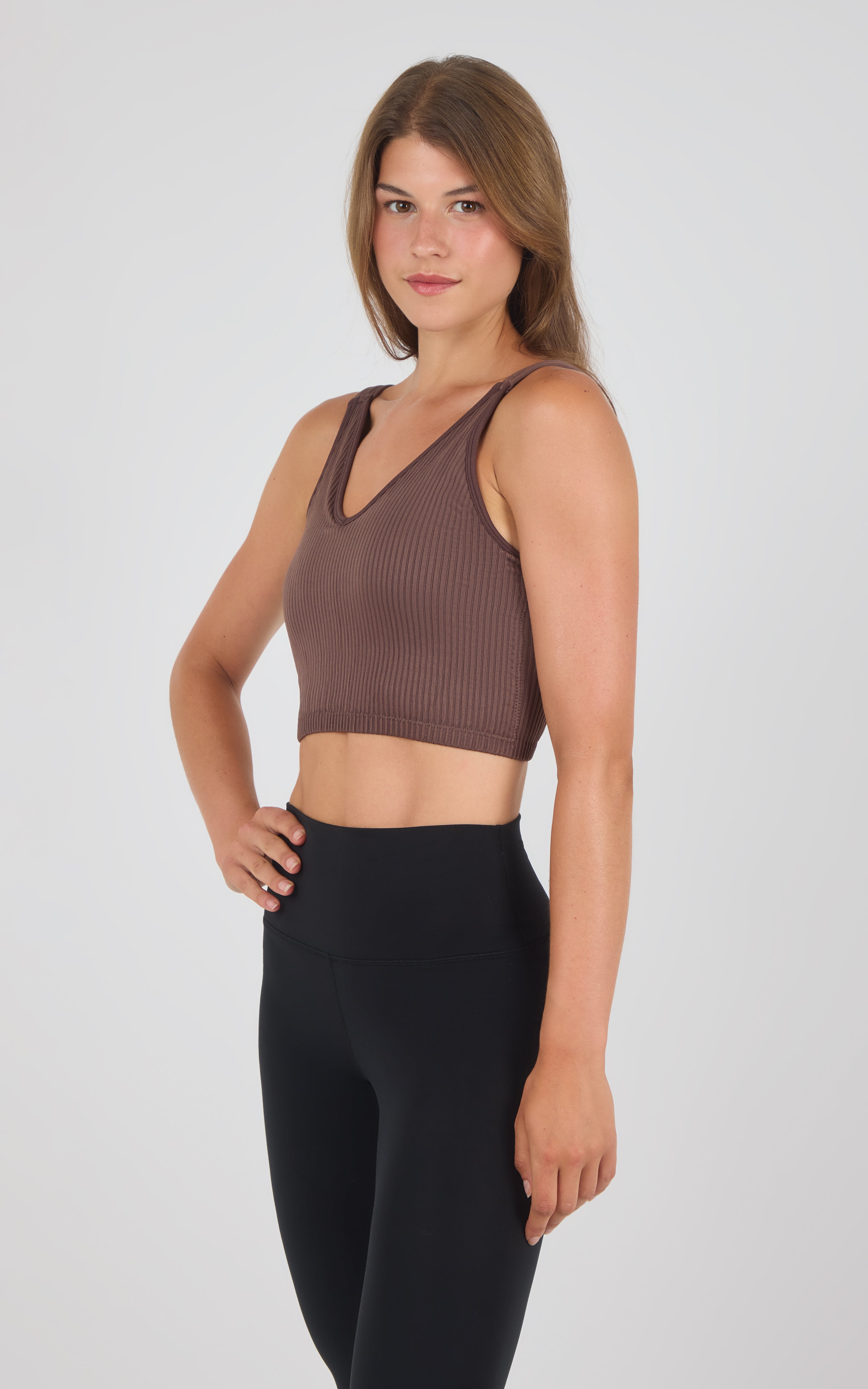 Stone Wash Seamless Rib Alamo Bra Tank 2 PK - 90 Degree by Reflex