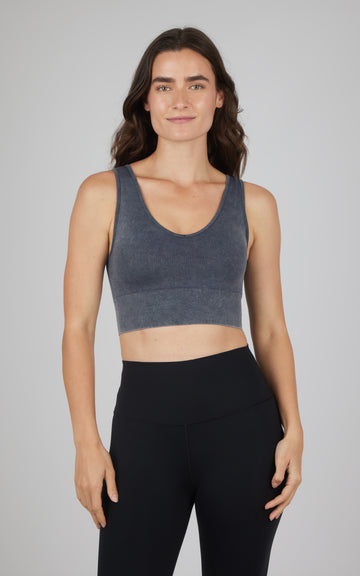 2 Pack Stone Wash V-Neck Bra Tank