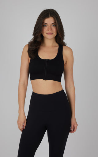 2 PK Seamless Textured Zip Bra Top
