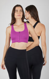 2 PK Seamless Textured Zip Bra Top - 90 Degree by Reflex