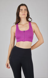 2 PK Seamless Textured Zip Bra Top - 90 Degree by Reflex