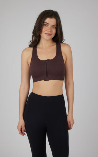 2 PK Seamless Textured Zip Bra Top