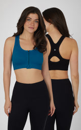 2 PK Seamless Textured Zip Bra Top - 90 Degree by Reflex