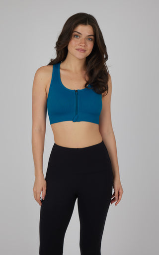 2 PK Seamless Textured Zip Bra Top