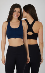 2 PK Seamless Textured Zip Bra Top - 90 Degree by Reflex