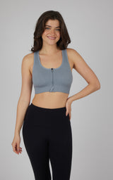 2 PK Seamless Textured Zip Bra Top - 90 Degree by Reflex
