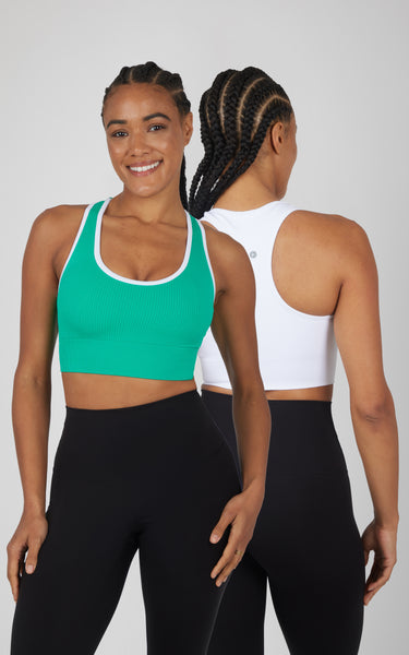 2 Pack Ribbed Seamless Hailee Racerback Long Line Bra - SLW-22960B