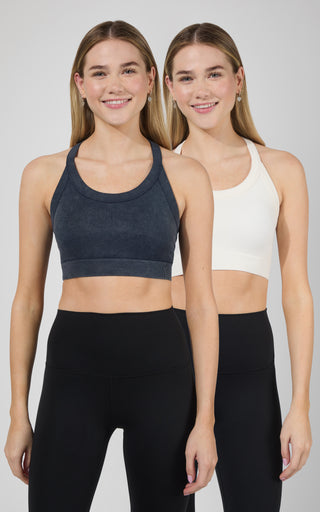 2 PK Stone Washed Seamless Marvella Bra Tank - 90 Degree by Reflex