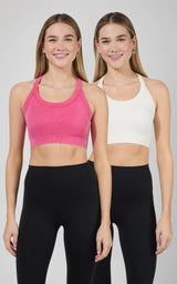 2 PK Stone Washed Seamless Marvella Bra Tank - 90 Degree by Reflex