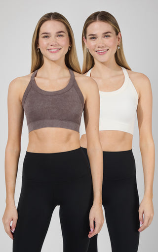 2 PK Stone Washed Seamless Marvella Bra Tank - 90 Degree by Reflex