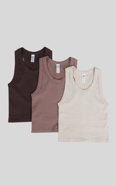 3 Pack Seamless Ribbed Tricolor Trio Meet and Greet Tank - SLW