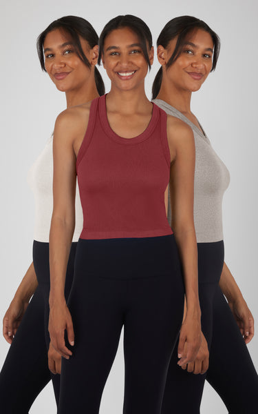 3 Pack Seamless Ribbed Tricolor Trio Meet and Greet Tank - SLW