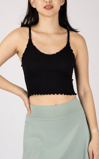 Ribbed Seamless Kendall Lettuce Edge Cropped Tank Top