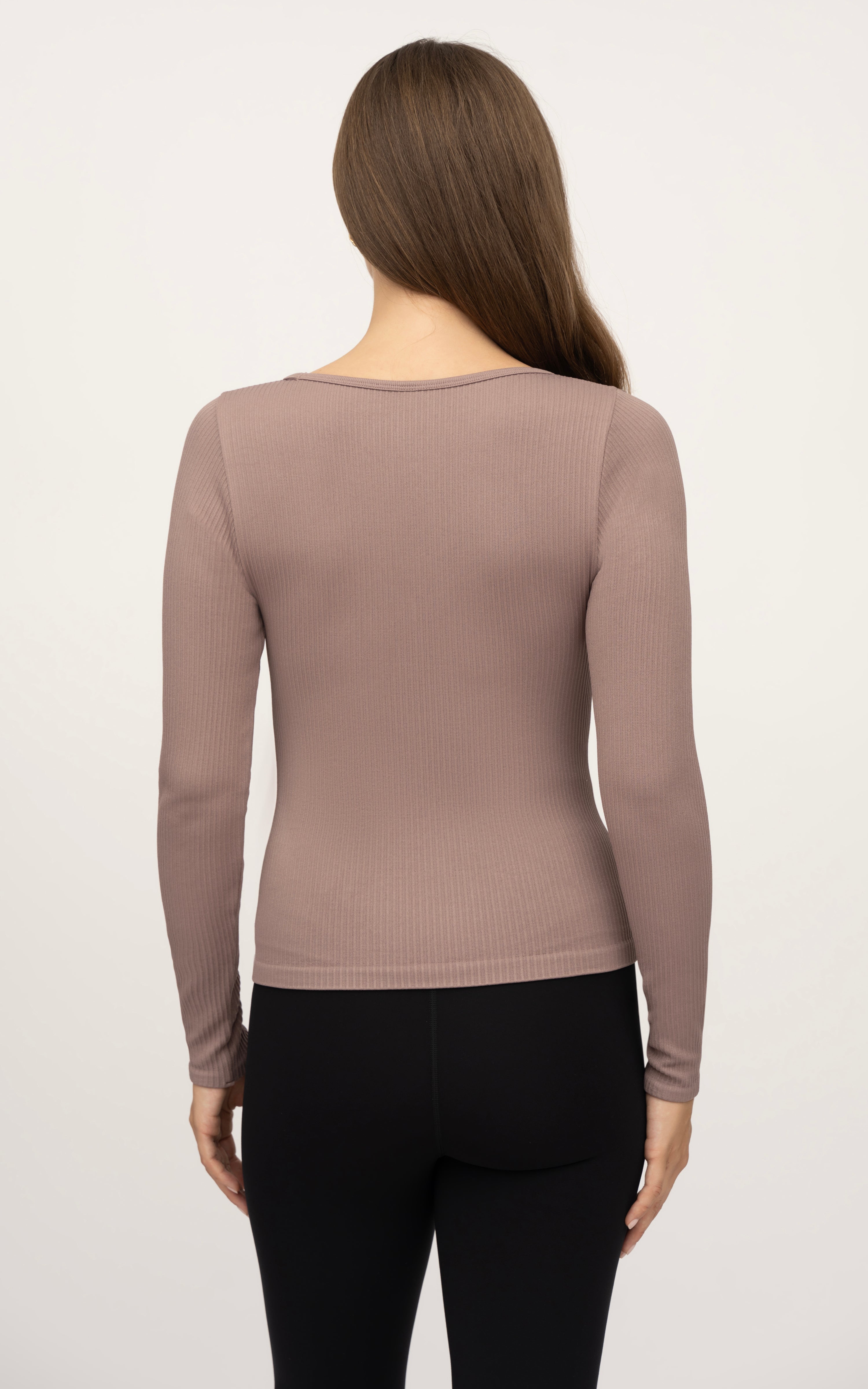 2 Pack Seamless Ribbed  Sweetheart Neck Long Sleeve Top