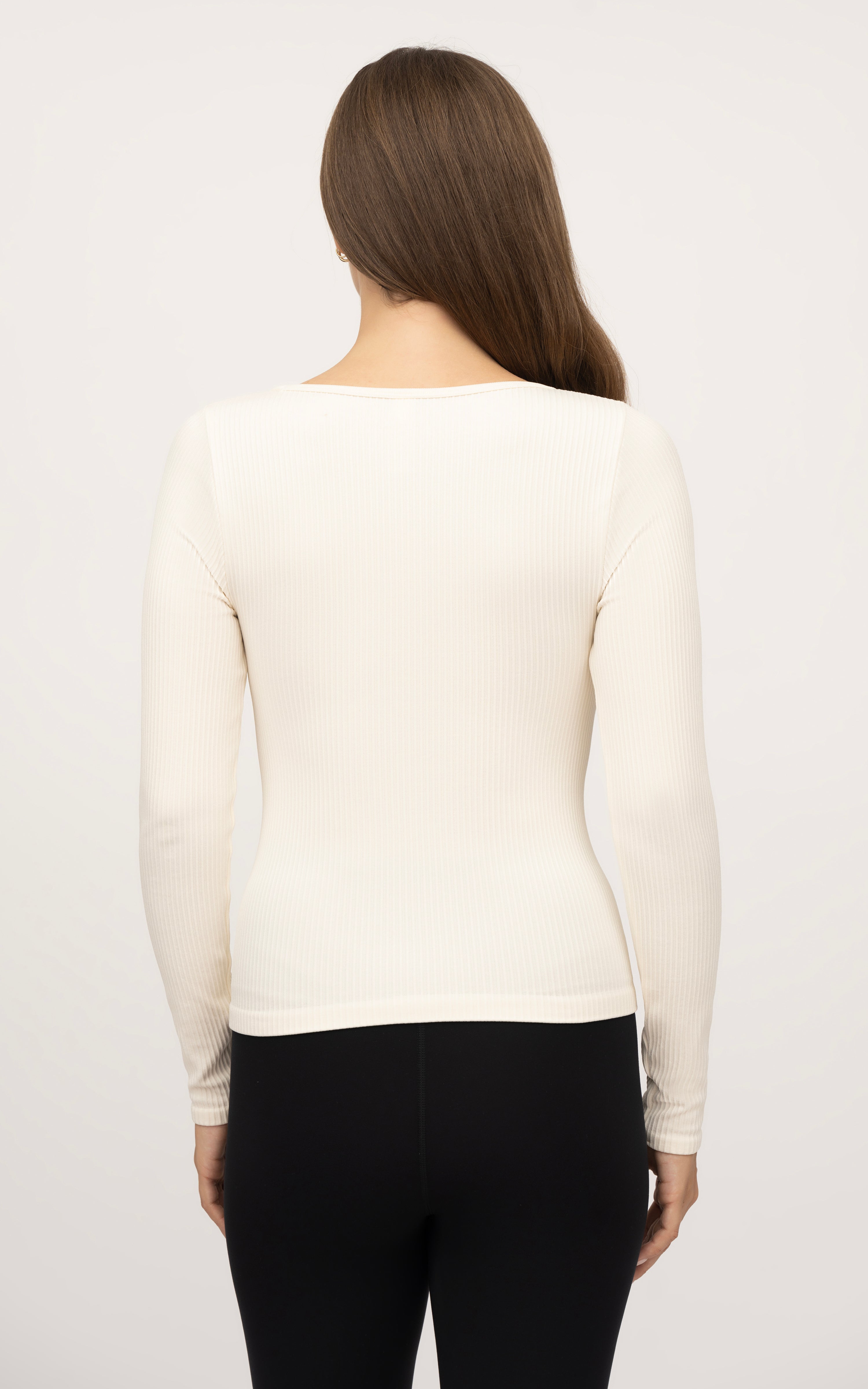 2 Pack Seamless Ribbed  Sweetheart Neck Long Sleeve Top