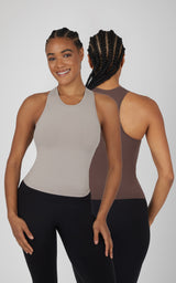 2 PK Seamless Racerback Tank Top with Built in Bra - 90 Degree by Reflex