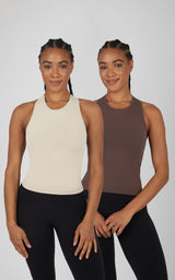 2 PK Seamless Racerback Tank Top with Built in Bra - 90 Degree by Reflex
